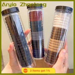 Aryio 20 Pieces Box Canned Towel Ring High Elastic Seamless Simple Solid Colors Hair Ring Ponytail Holder Hair Ropes Hair Accessories