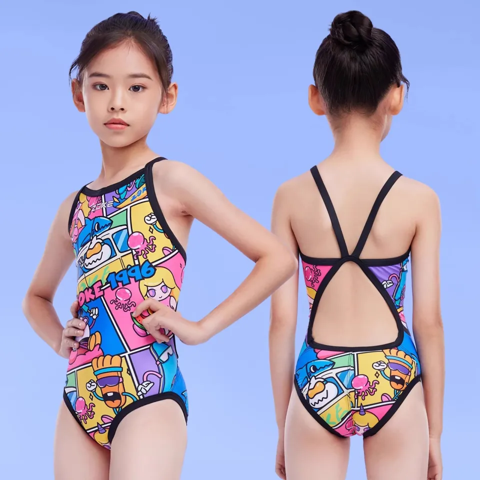 2024 Zoke Girls's Competition Swimsuits Teens Girl Training Professional  Racing Swimwear Children Chlorine Resistant Fabric Cartoon Printed Upf50+  Sun Protection Bathing Suit