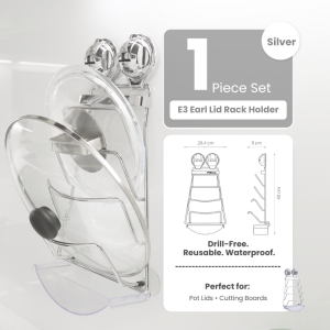 FECA E3 4-Tier Stainless Steel Pot Lid Holder | Wall-Mounted Pot Cover Rack for Kitchen | Wall-Mounted Kitchen Organizer