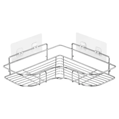 Corner Shelf Bathroom Tripod Bathroom Wall Hanging Bath Lotion Shampoo Receiving Rack Iron Spray Paint Simple Triangular Shape Bathroom Organizer Shelf