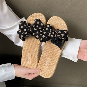 Free Shipping New Summer Sandals For Women Fashionable Korean-Style Polka Dot Design With A Bow Non-Slip And Durable Perfect For The Beach
