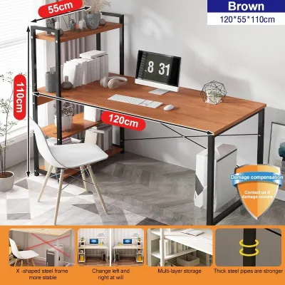 Study Table with Shelf Computer Table with Rack Writing Desk Office Table Leaning Desk with Shelves
