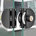 Glass Door Lock Fits on 10 mm -12 mm Glass Door Anti-Theft Security Lock Double Swing Hinged Frameless Push Sliding Gate Lock with 3 Keys (Black). 