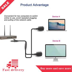 [COD] Rj45 Ethernet Splitter Adapter 1 Nam để 2 nữ Lan mạng Splitter hỗ trợ Cat6 Internet mạng mở rộng dây