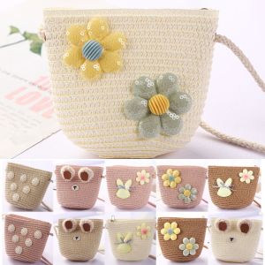 DELIBERATELY60DE8 Ví Đựng Tiền Xu Chìa Khóa Mùa Hè Thời Trang Đeo Chéo Cho Bé Gái Túi Dệt Cho Trẻ Em Túi Cói Đi Biển Túi Xách Túi Đeo Vai