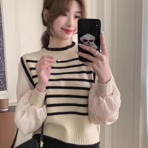 ATASAN RAJUT WANITA KATUN LENGAN BALON PANJANG KNIT TOPS