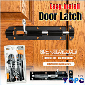 YoPo 2Pcs Easy-Install Barrel Bolt Lock - Durable Iron Slide Latch For Doors Cabinets & More