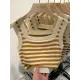 ZD Color Block Striped Square Neck Knitted Vest Camisole for Women Slim Fit Summer New Versatile Outerwear Top. 