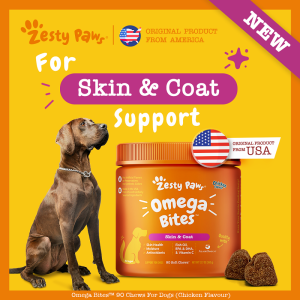 Zesty Paws Skin & Coat Bites for Dogs Skin & Coat - Chicken Flavor (90 Soft Chews) (EXP:11 2026)