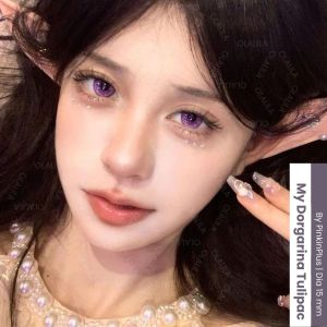 Softlens OLALILA My Dorgarina Warna Ungu Tulipac 15mm Natural Lens By Pinkin Softlens Normal & Minus