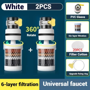 【B1T1】6 Layer Filtration 360 Degree Faucet Filter Splash-proof Shower Tap Water Filter Kitchen Purifier