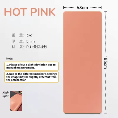 Premium 5MM PU Yoga Mat Non-Slip Double Sided 183CM x 68CM x 5MM Wide Carpet Mat Pilates Gymnastics Tikar Exercise Tikar Yoga Tebal