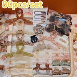 80pcs Hair Accessories Ponytails Hair Clip Different Design Hair Clamp Hair band Combination Set