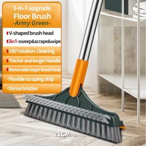4 in1 Upgrade Floor Cleaning Brushes Removable Rotatable Household V-Bristles Long Handle Floor Scrub Brush with Small Clips Widely Used Variety Of Kitchen Swimming pool Bath Lobby Deck Garage Windows Crevice Brush#TB013#TB011