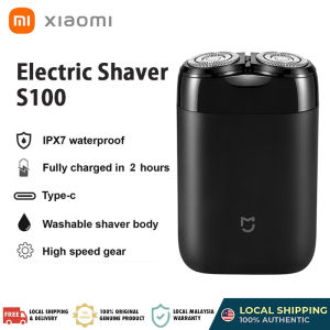 Xiaomi Mijia Electric Shaver S100 Portable Men Razor Beard Trimmer IPX7 Dual Blade Razor Pisau Cukur USB Rechargeable Shaving Machine