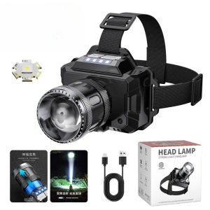 【Garansi 10 tahun】 T247 2400mAh Headlamp LED 500W Penerangan terus menerus selama 800 H senter super terang lampu depan luar yang kuat lampu depan tahan air sensor gerak senter berkemah senter kepala