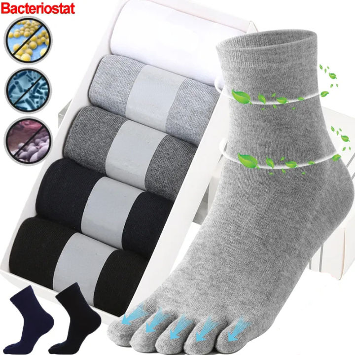 Unisex Toe Socks Men and Women Five Fingers Socks Breathable Cotton Socks  Sports Running Sweat Solid Color Separate Toes Socks