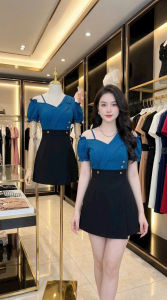 SÉT ĐẦM KÈM QUẦN PHỐI HAI MÀU DỄ THƯƠNG.MÃ AK07