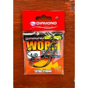 เบ็ดเกี่ยวหนอนยาง Diamond Wormhook  เบ็ดเกี่ยวปลายาง เบ็ดคม ความแข็งแรง 3x