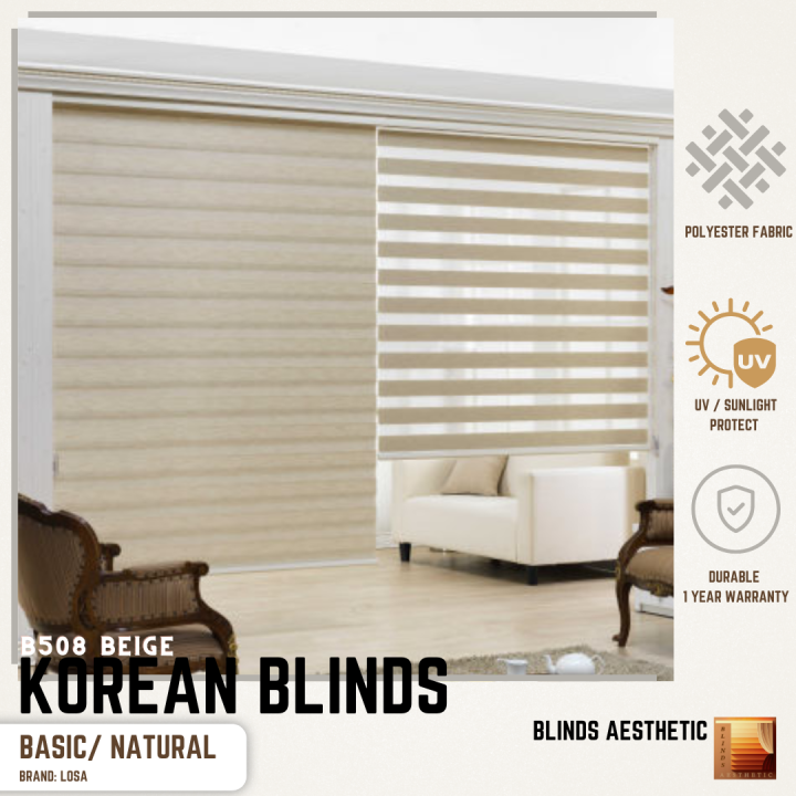 BASIC B508 BEIGE (customize size) KOREAN WINDOW BLINDS 100% HIGH ...