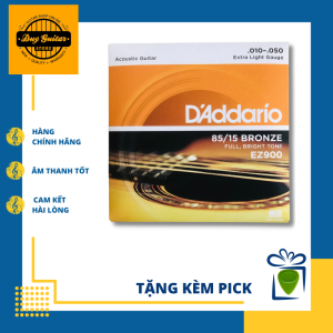 Bộ dây đàn guitar acoustic Daddario EJ11 size 12 chính hãng (80/20 Bronze Strings) light gauge