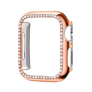 Strap+ case For Apple Watch 8 7 Band 41mm 45mm Watch Series 8 7 6 5 4 3 2 1Bracelet Stainless Steel luxury Strap with Diamond protector case