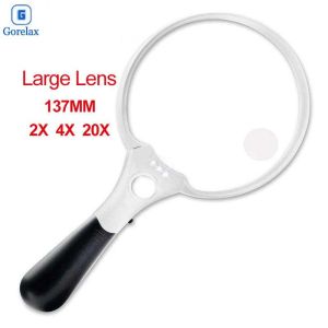 Kính lúp cầm tay loại đại Magnification TH-607B phóng to 2x 4x 25x Lens 137mmcó 3 đèn Led. 2 màu tùy chọn
