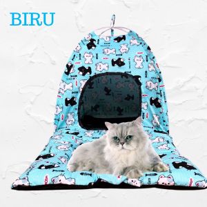 Tenda Kucing Portable Aerizoo Bonus Bantal Kalung dan Mainan Kucing Tongkat Bulu - Ukuran 45x45x45cm