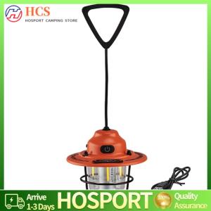 【HCS】LED Tent Atmosphere Lamp IPX4 Waterproof Retro Decorative Light 1200mAh Camping Hanging Lamp for Camping Hiking Fishing