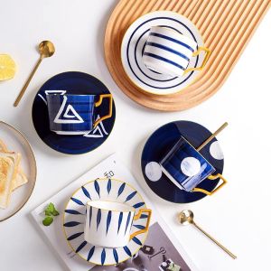 [LOCAL SELLER] Japanese Style 220ml Coffee Cup Saucer Set With Spoon Tea Cups Suite Breakfast Plate Dessert Plate Milk Mug House Warming Gift