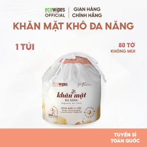 Combo 03 túi khăn mặt khô đa năng cao cấp EcoWipes cuộn 80 tờ dày 75gsm không mùi size khăn 20x20cm siêu thấm hút