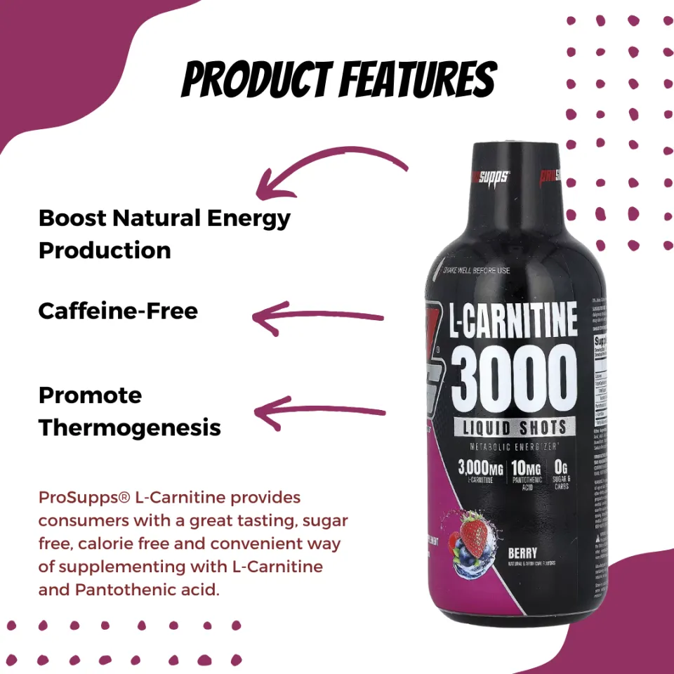 ProSupps, Vanish, L Carnitine 3000 Liquid Shots, Metabolic Energizer for  Performance, Gluten Free, 3,000 mg, various flavors, 16 fl oz