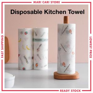 50pcs/roll Kitchen Tissue Tisu Dapur Disposable Cloth Paper Towel Non Woven Dish Towel Reusable Washable Lazy Rag