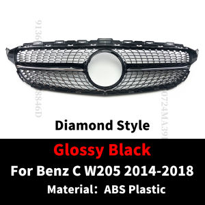 Upgrade Diamond Style Front Inlet Grille Bumper Grill Hood Mesh For Mercedes W205 S205 C205 C43 Benz C 2014-2022 Tuning Facelift