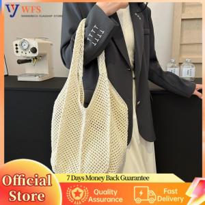 【Flagship】Women Summer Hollow Out Crochet Tote Bag Stylish Knitted Beach Bag Large Capacity Casual Tote