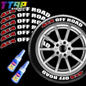 4 X 4 ออฟโรด ยูนิเวอร์ซัล 3D กันน้ำสติกเกอร์ยางรถยนต์ เอสยูวี Car Wheel Rubber Conjoined Lettering Decals อุปกรณ์เสริมสำหรับ Toyota Hilux Revo Vigo Fortuner Land Cruiser Prado