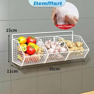 ItemMart Wall Mounted Storage Basket Seasoning Storage Kitchen Organizer Rack