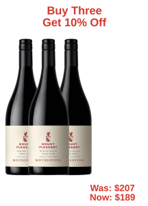 Mount Pleasant Mothervine Pinot Noir Wine (Three Bottle Pack) 10% Off Price Reduced From $207 To $189