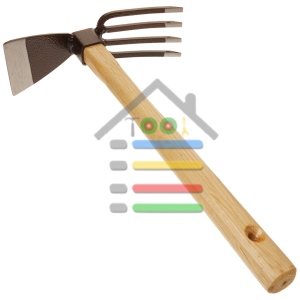 PACUL TAMAN KEBUN 2IN1 CANGKUL GARPU PERALATAN BERKEBUN GAGANG KAYU