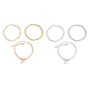 Thanh nhã Vòng tay ngọc trai với trang sức nơ hình cung thiết kế điều chỉnh được wristchain phong cách đa năng cho mặc hàng ngày