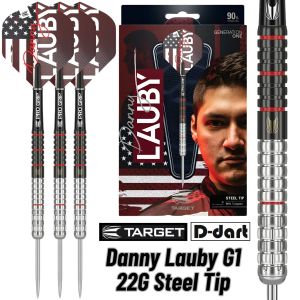 TARGET STEEL TIP DARTS - 22G DANNY LAUBY G1 90% TUNGSTEN STEEL TIP DART SET