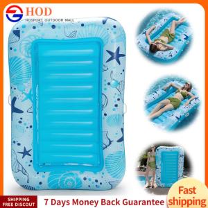 【Outdoor】 PVC Inflatable Tanning Water Lounge Chair Dual-Use Large Folding Float Row Thicken Foldable Pool Lounger Bed Swimming Pool Accessories
