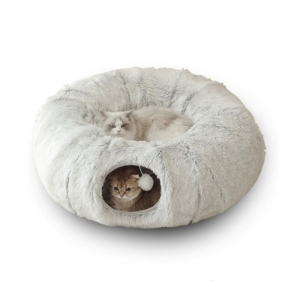 เตียงนอนเตียงสัตว์เลี้ยงซักได้พร้อมอุโมงค์สำหรับสุนัขและแมวถ้ำโซฟาเบาะนอนสำหรับสัตว์เลี้ยงนุ่มสำหรับบ้าน