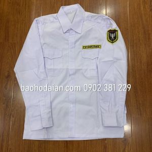 Áo đồng phục bảo vệ vệ sĩ màu trắng dài tay kèm logo tay và ngực