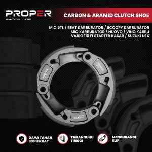 Kampas Ganda Karbon PROPER RACING LINE Nmax Aerox Old New Lexi 125 155 Carbon Aramid Clutch Shoe