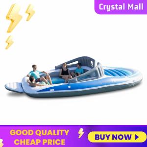 COD [Free Shipping] PVC 6 People Water Party Yacht Floating Raft Inflatable Portable Boat Raft for Camping Lakes & Rivers