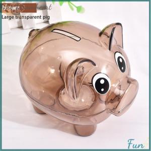 【The Warmheart】 Transparent Pig Toy For Gift Kids Coins Piggy Bank Props Clear Pig Plastic Piggy Bank Coin Money Cash Collectible Saving Box