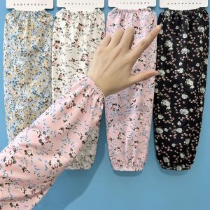 Womens Ice Silk Sunscreen Arm Sleeves High-Value Loose Arm Protector Summer Cycling Floral Print Ice Sleeves