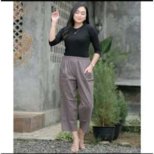 Sasha Pants Celana Panjang Wanita Nyaman Motif Polos Cotton Twill Gaya Freedom