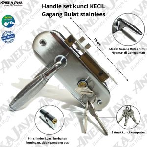 Kunci Pintu Kecil Silinder Premium l Gagang Bulat Rumah l Handle Rumah kantor kamar Full Set